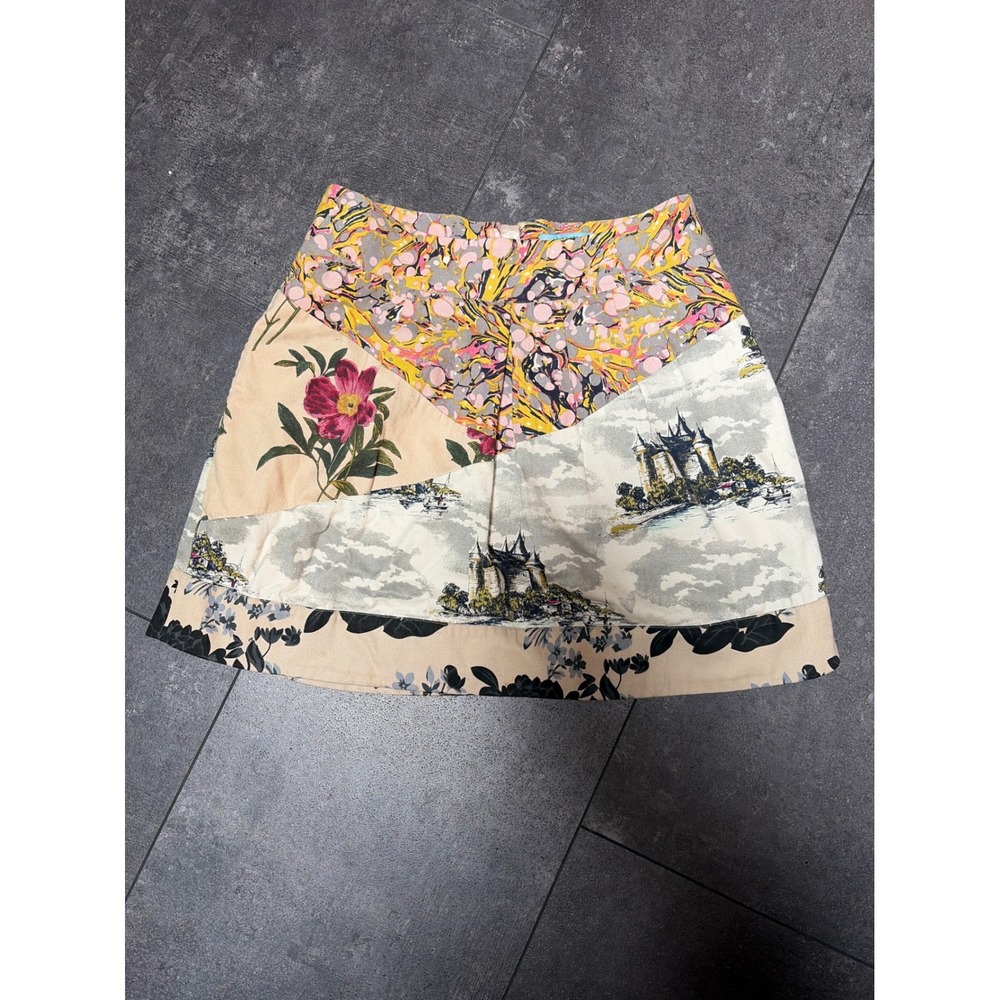 Anthropologie Leifnotes Patchwork Mini‎ Skirt Toile Floral Cottagecore 2P